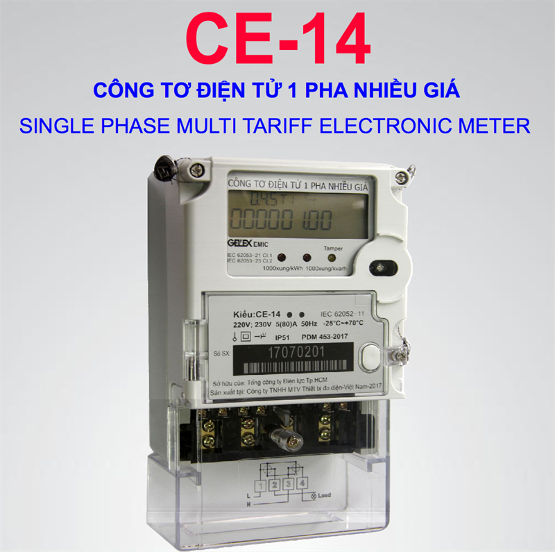 1 Đồng hồ điện Emic/Gelex 1 pha - Nam Lũy Tiến chuyên cung cấp Công tơ điện  giá đại lý | luti.com.vn